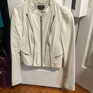 Bebe Women's Cream Leather Jacket